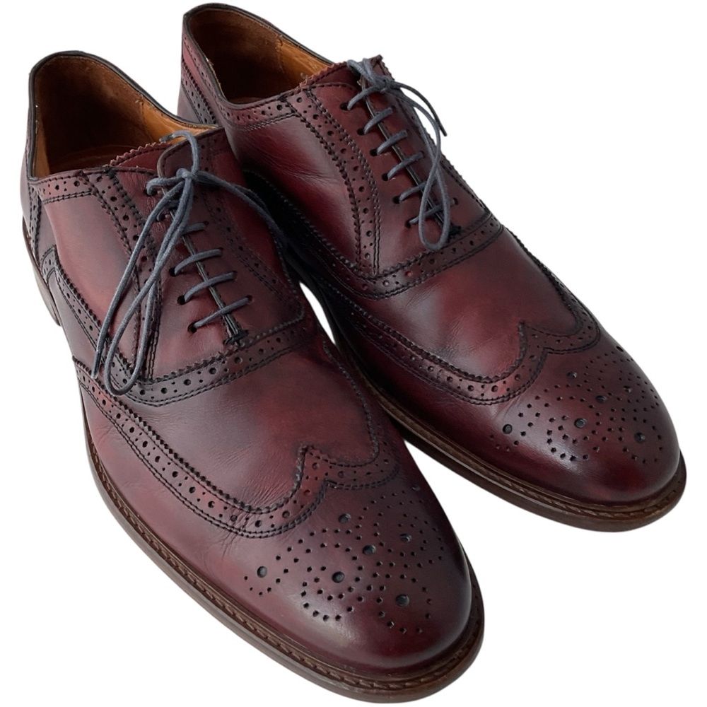 Mercanti Fiorentini Cherry Leather Medallion Toe Wingtip Oxford Men’s Size 12 M